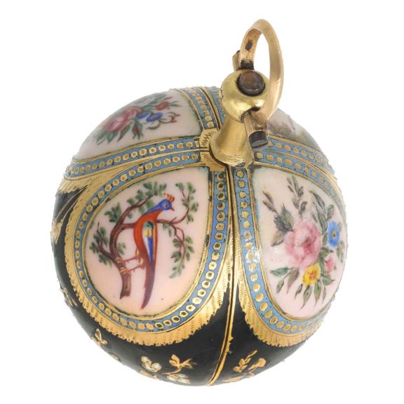 French gold and enamel high quality ball form watch Circa 1790 French gold and enamel high quality ball form watch Circa 1790