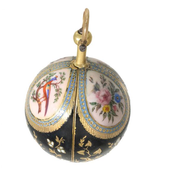 French gold and enamel high quality ball form watch Circa 1790 French gold and enamel high quality ball form watch Circa 1790
