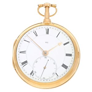 English gold chronometer, numbered enamel dial Circa 1795