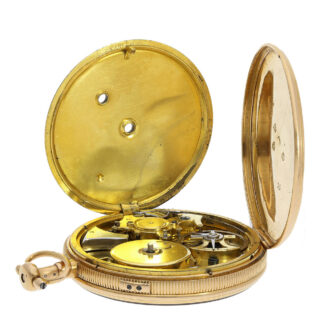 This timepiece features a cylinder escapement and a quarter hour repeater