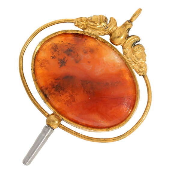 Show key adorned with red moss agate Show key adorned with red moss agate