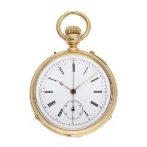 French 18 Carat gold pocket watch with chronograph Circa 1870