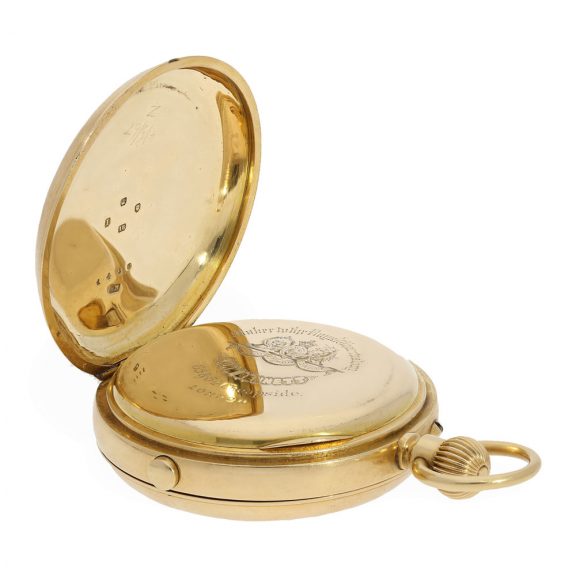 English 18 carat gold highly complicated à goutte watch Circa 1884 English 18 carat gold highly complicated à goutte watch Circa 1884