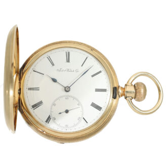 Swiss 14 carat gold full hunter cased pocket watch Circa 1872