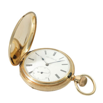 Swiss 14 carat gold full hunter cased pocket watch Circa 1872