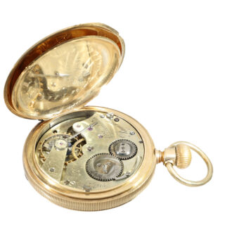 Swiss 14 carat gold full hunter cased pocket watch Circa 1872