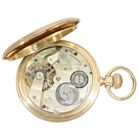 Swiss 14 carat gold full hunter cased pocket watch Circa 1872 Swiss 14 carat gold full hunter cased pocket watch Circa 1872