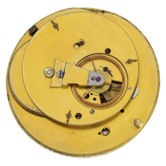 The movement of this Lépine has an open face calibre with a stone cylinder escapement