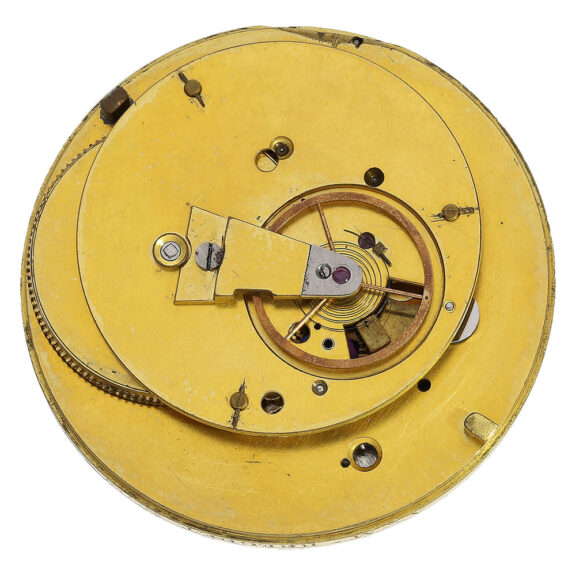 The movement of this Lépine has an open face calibre with a stone cylinder escapement The movement of this Lépine has an open face calibre with a stone cylinder escapement