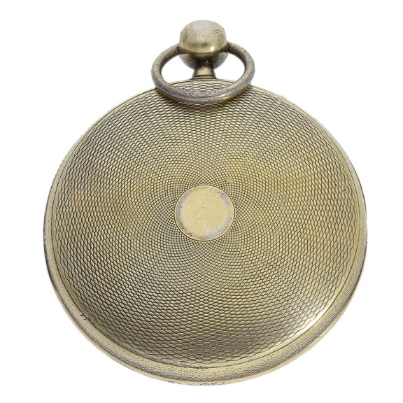 Glass and silver case adorned with intricate engine turned decoration on the back Glass and silver case adorned with intricate engine turned decoration on the back