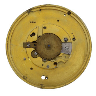 The movement of this Lépine has an open face calibre with a stone cylinder escapement