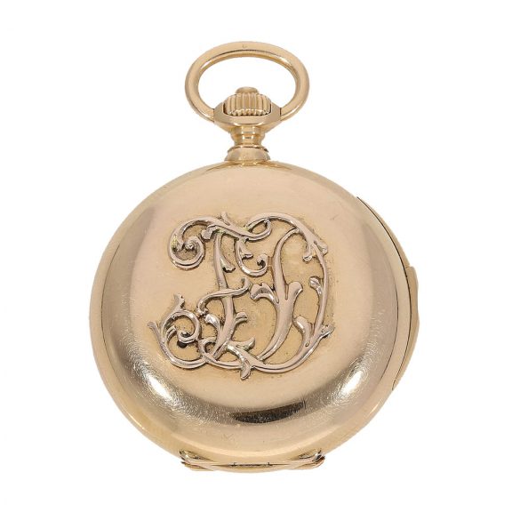 Swiss very fine 18 Carat gold lady's full hunter cased watch Circa 1880 Swiss very fine 18 Carat gold lady's full hunter cased watch Circa 1880