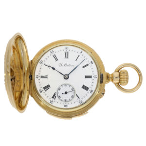 French 18K gold hunting cased repeating precision watch Circa 1875