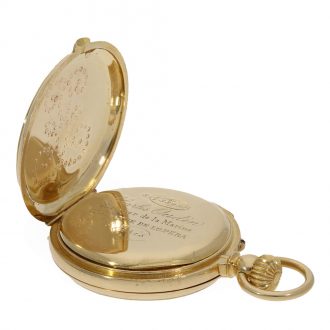 French 18K gold hunting cased repeating precision watch Circa 1875