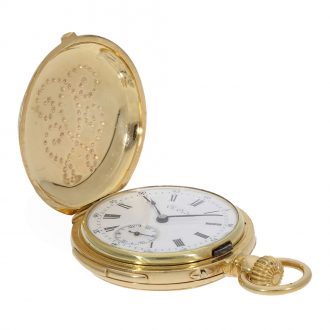French 18K gold hunting cased repeating precision watch Circa 1875