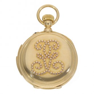 French 18K gold hunting cased repeating precision watch Circa 1875