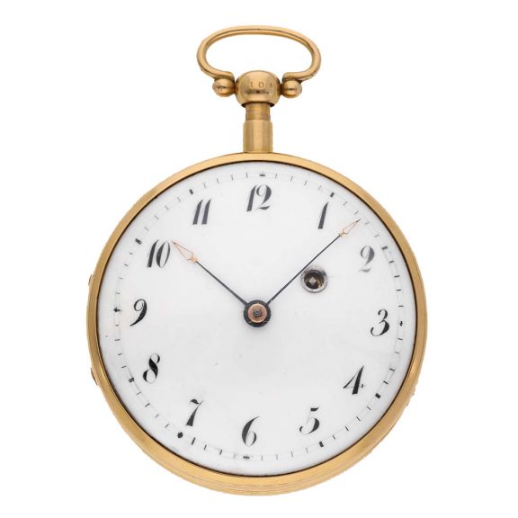 German large 18K gold verge watch with carillon strike Circa 1800