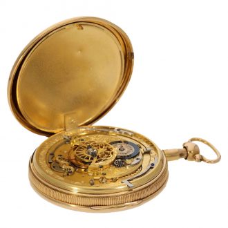 German large 18K gold verge watch with carillon strike Circa 1800