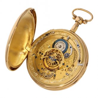 German large 18K gold verge watch with carillon strike Circa 1800