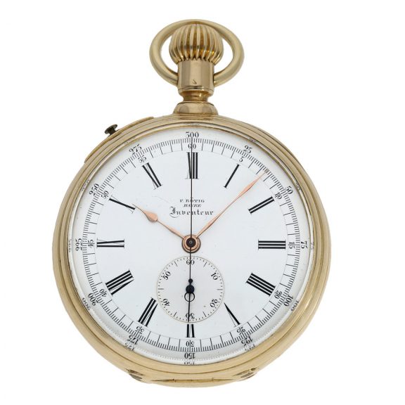 French 18 Carat gold à goutte experimental chronograph Circa 1870