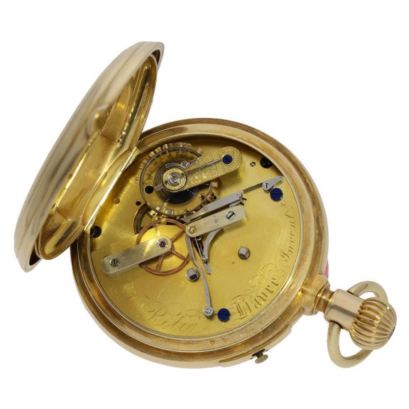 French 18 Carat gold à goutte experimental chronograph Circa 1870 French 18 Carat gold à goutte experimental chronograph Circa 1870
