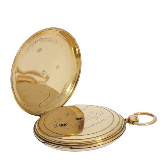 The dust cover of the watch is signed by Augustin Merceron himself, proudly proclaiming him to be an "Elève de Breguet" (a student of Breguet) The dust cover of the watch is signed by Augustin Merceron himself, proudly proclaiming him to be an "Elève de Breguet" (a student of Breguet)