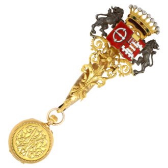 Splendid French gold cylinder with pearl chatelaine Circa 1801