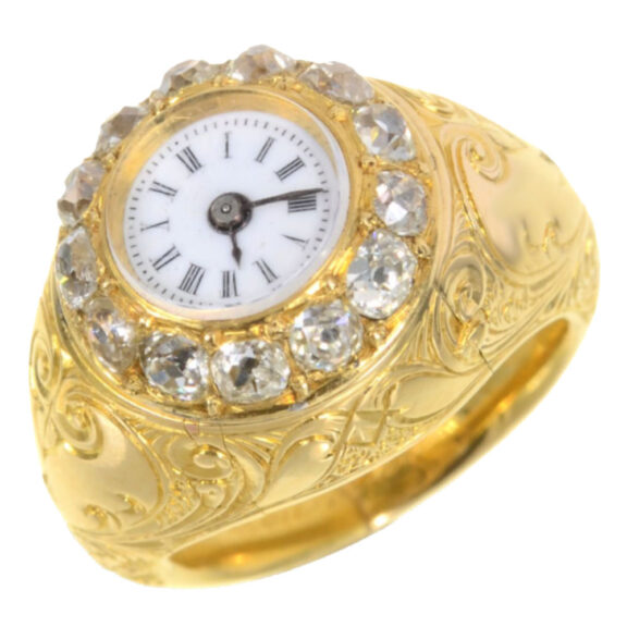 Indian ring watch with high-grade diamond bezel Circa 1870