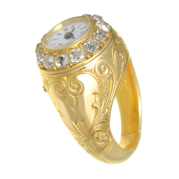 Indian ring watch with high-grade diamond bezel Circa 1870 Indian ring watch with high-grade diamond bezel Circa 1870