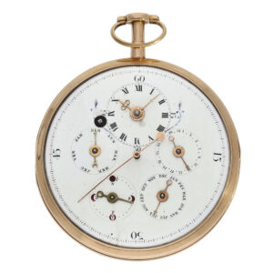 English large astronomical gold pocket watch with center seconds Circa 1790
