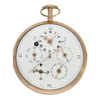 English large astronomical gold pocket watch with center seconds Circa 1790
