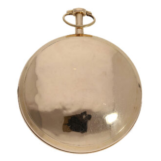 The pocket watch, of considerable size, boasts an open faced 18 Carat red gold plain case