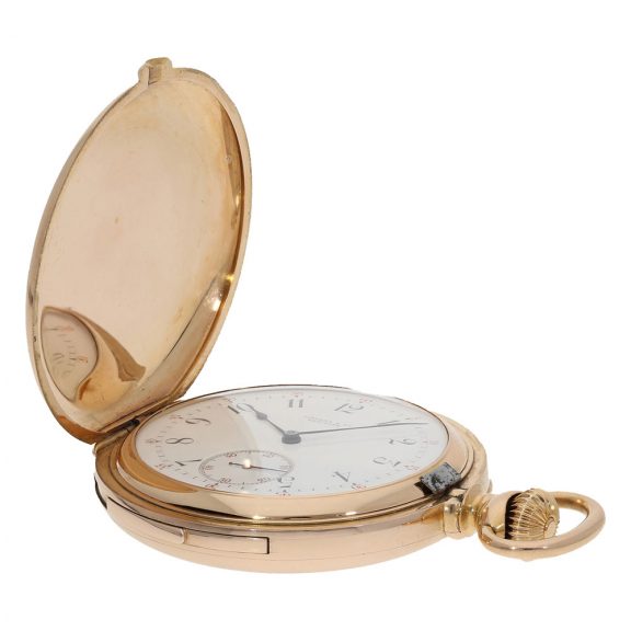 Swiss 18K gold hunting cased repeating lever watch Circa 1890 Swiss 18K gold hunting cased repeating lever watch Circa 1890