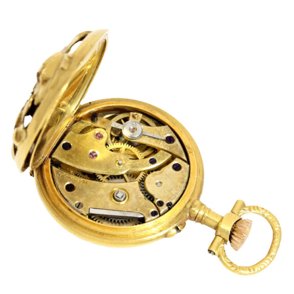 French gold, red enemal watch with chatelaine Circa 1890 French gold, red enemal watch with chatelaine Circa 1890