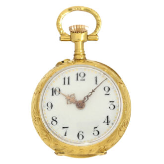 French gold, red enemal watch with chatelaine Circa 1890