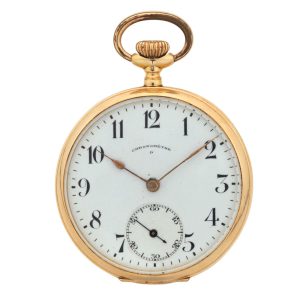 Swiss lever watch in a 14k gold open faced case Circa 1910