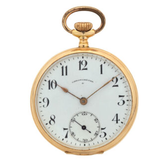 Swiss lever watch in a 14k gold open faced case Circa 1910 Swiss lever watch in a 14k gold open faced case Circa 1910