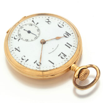 Swiss lever watch in a 14k gold open faced case Circa 1910 Swiss lever watch in a 14k gold open faced case Circa 1910