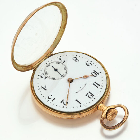 Swiss lever watch in a 14k gold open faced case Circa 1910 Swiss lever watch in a 14k gold open faced case Circa 1910