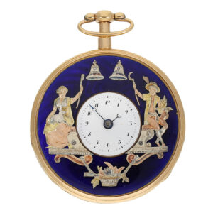 Probably Swiss pocket watch with repeater and figure automaton Circa 1810