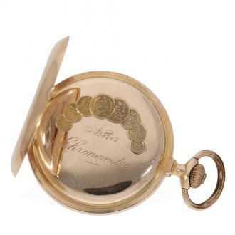 Heavy Swiss 14K gold full hunter cased pocket watch Circa 1900
