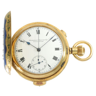 English 18 carat gold enamel hunter cased pocket watch Circa 1900