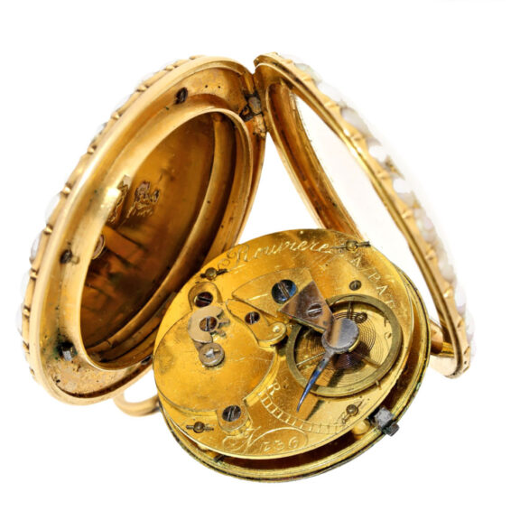French 20k gold virgule with pearls and chatelaine Circa 1780 French 20k gold virgule with pearls and chatelaine Circa 1780