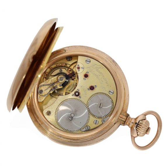 German 14 carat gold hunting cased lever watch Circa 1902 German 14 carat gold hunting cased lever watch Circa 1902