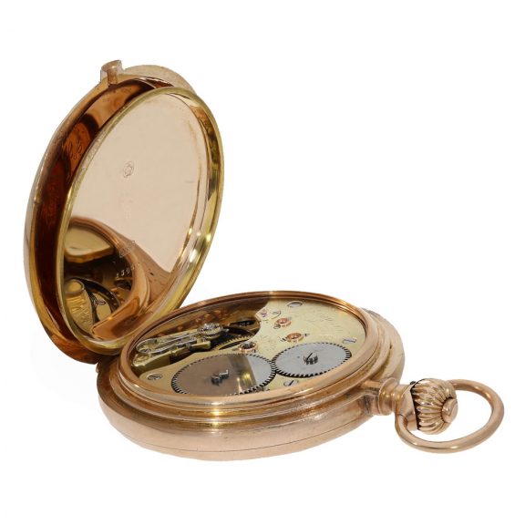 German 14 carat gold hunting cased lever watch Circa 1902 German 14 carat gold hunting cased lever watch Circa 1902