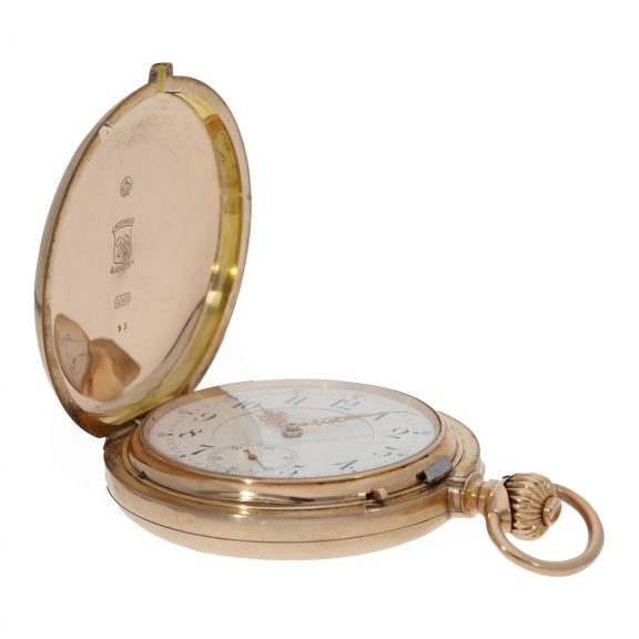 German 14 carat gold hunting cased lever watch Circa 1902 German 14 carat gold hunting cased lever watch Circa 1902