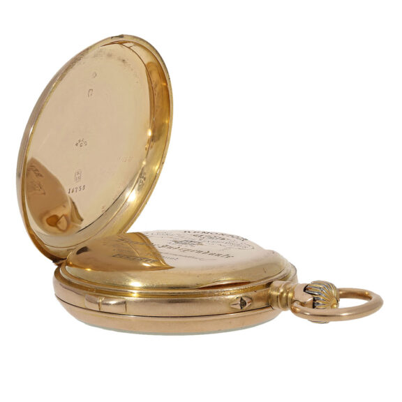 Swiss 18 carat gold technically highly interesting watch Circa 1882 Swiss 18 carat gold technically highly interesting watch Circa 1882
