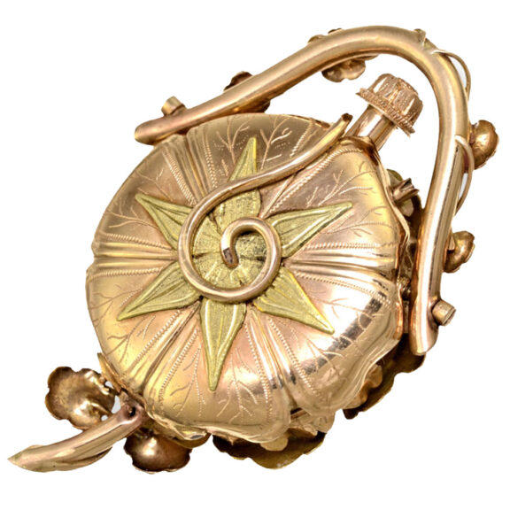 Unique 18K gold small watch with chatelaine Circa 1900 Unique 18K gold small watch with chatelaine Circa 1900