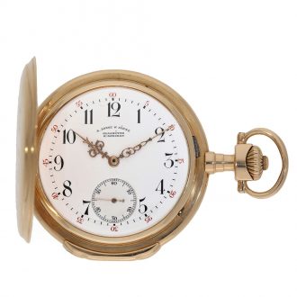 German large 18K gold hunting cased Louis XV watch Circa 1912