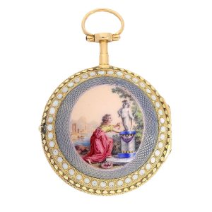 French watch with miniature painting and Chatelaine Circa 1770